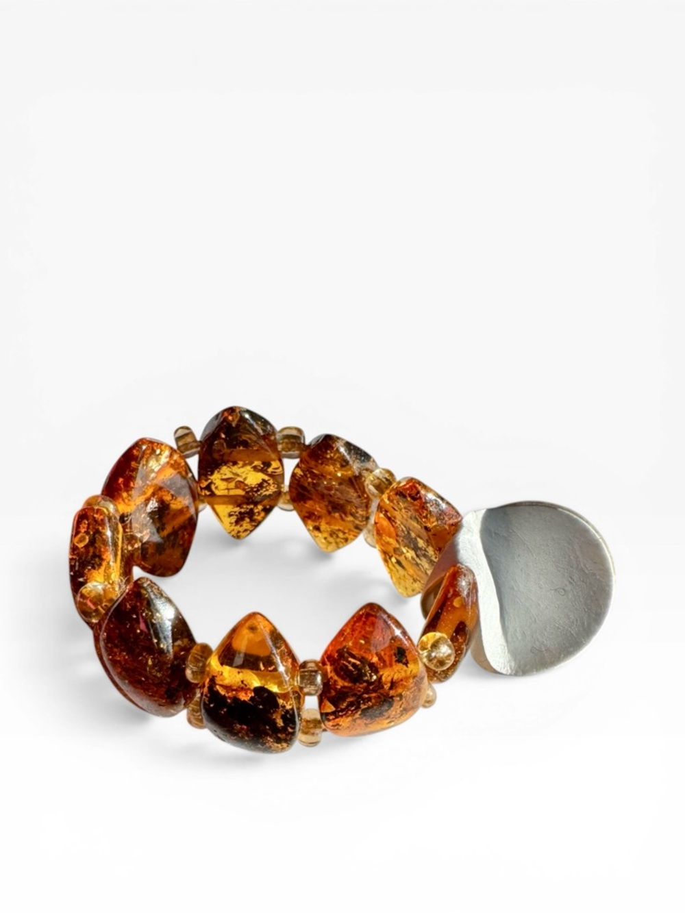 New Baltic Amber Cognac Stretch Ring - Picture 4 of 4